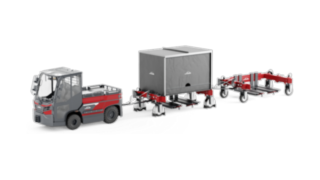 Los robustos trenes logísticos LT16 Ch/BMh de Linde están optimizados para el transporte de mercancías al aire libre. Linde LT16 Ch/BMh