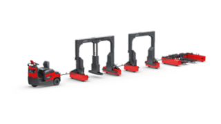Las tres variantes de bastidor de los trenes logísticos LT10 – LT20 de Linde posibilitan la adaptación sencilla a necesidades de transporte específicas. Los trenes logísticos LT10 - LT20 de Linde Material Handling