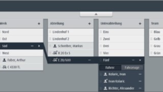 Organización del software de gestión de flotas connect:desk de Linde Material Handling En el área 'Organización' del software de gestión de flotas connect:desk de Linde Material Handling se editan el operario, el lugar de utilización y las carretillas asignadas, entre otros datos.