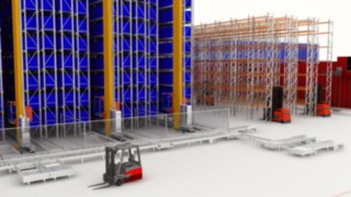 Planificación de un almacén con Stratos Captura de pantalla del software Stratos para la planificación de un almacén