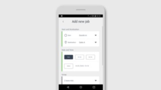 Se pueden introducir las tareas logísticas en la aplicación. Pantalla de smartphone con la aplicación Truck Call de Linde