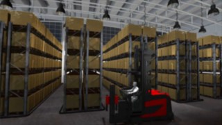 La carretilla recibe órdenes de traslación a través del sistema de gestión del almacén. Vídeo sobre la navegación del almacén de Linde Material Handling