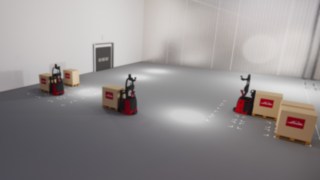 Soluciones automatizadas de Linde para el transporte de suelo a suelo Ejemplo de un transporte automatizado de suelo a suelo