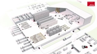 Desde la entrada hasta la salida de mercancías, Linde Material Handling entiende cada paso del proceso de su intralogística Representación de los procesos en un almacén esquemático
