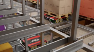 Los códigos QR están aplicados a los lados de las estanterías.