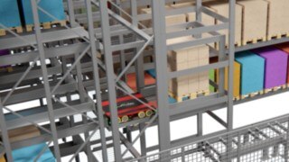 Los elevadores llevan las mercancías al nivel previamente determinado. Los elevadores transportan las mercancías a niveles predeterminados